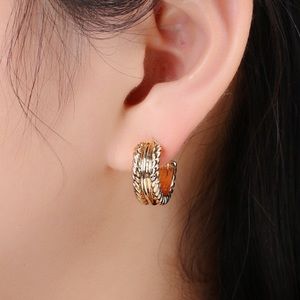 Feather Design Gold Hoop Earrings